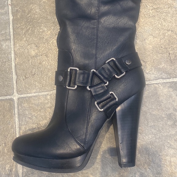 Brand new black boots. Stacked heel, tall leg, inside leg zipper. - Picture 2 of 5